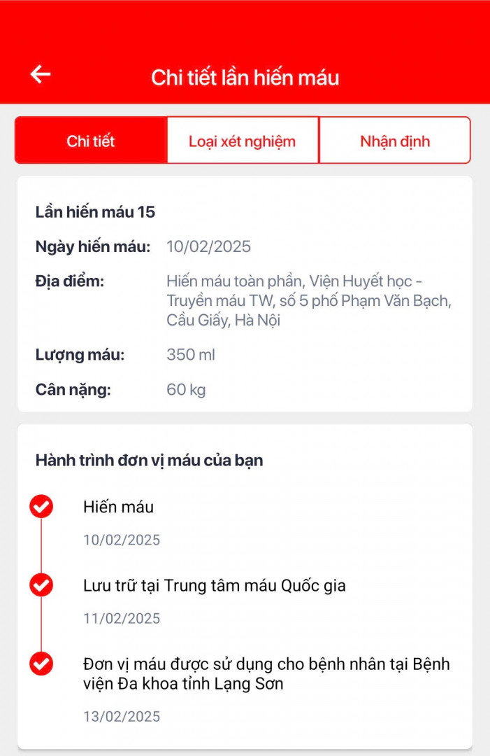 Anh Thuỷ luôn theo dõi hành trình của những đơn vị máu sau khi hiến.